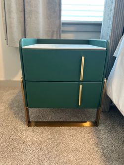 Beautiful Emerald Green and gold Nighstands (Set of 2)