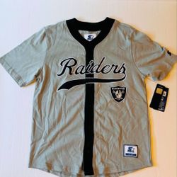 Starter Oakland Raiders Relay Vintage Full-Button Gray Baseball Jersey Men’s M