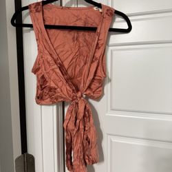 Billabong Peach Floral Tie-Front Tank – Size L