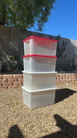 Plastic Storage Bins with Lids – Set of 3