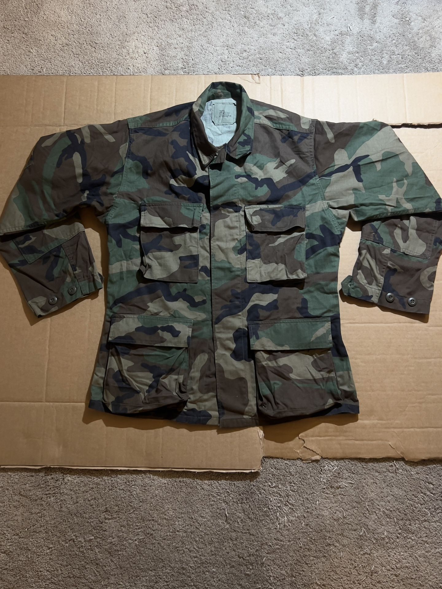 US Military Woodland BDU Combat Coat, Size Small - Short