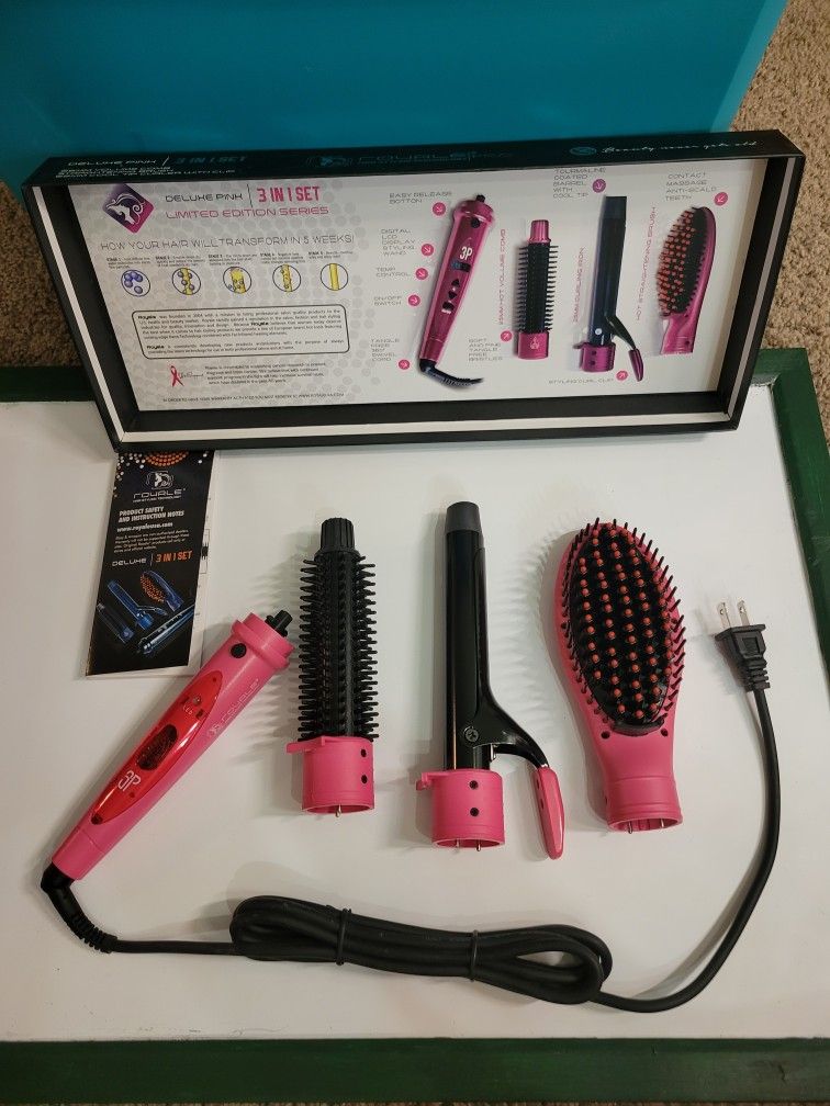 Brand New 3-in-1 Electric Hairstyling Set: Hot Comb, Curling Iron, Hot Straightening Brush