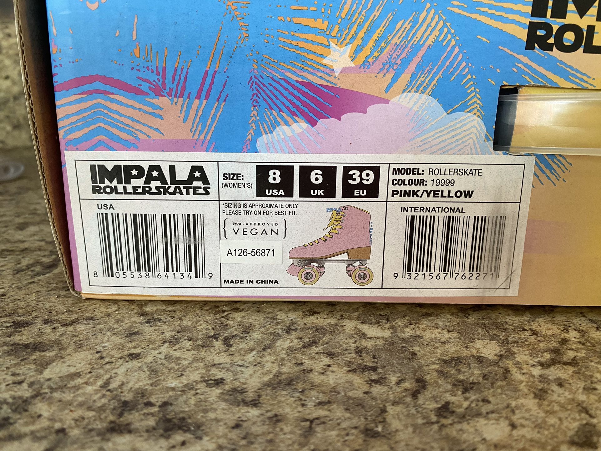Brand New Pink Impala Skates Size 8