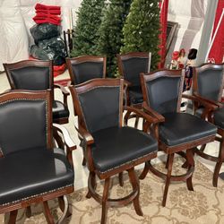 Cherry Swivel Bar Stools (Set of 7)