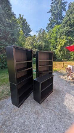 Black Bookcases Set of Three