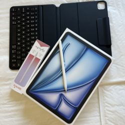 Apple IPad Air 11” ( M3 chip / 2025 Newest) 128GB with pen, keyboard case & Accessories  (open box) 