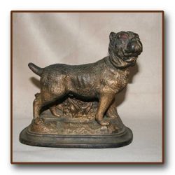 Rare Victorian Terracotta Bullmastiff Tobacco Humidor