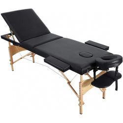 Massage Table Portable Massage SPA Lash Bed Height Adjustable 3 Sections Wooden Legs with Face Hole and Carrying Bag