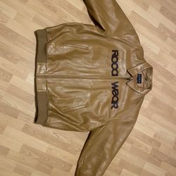 Rocawear Leather Bomber Jacket W elbow patch