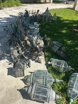 Bulk Light fixtures chandelier’s vintage metal use as is or restore LARGE