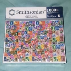 Smithsonian  American Postal Stamps 1000 Piece Jigsaw Puzzle Sealed 27" × 20"