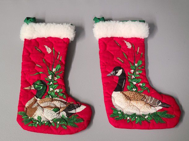2 Beautiful Vintage Christmas Stockings 