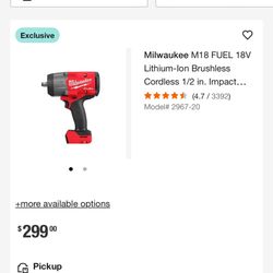 Milwaukee M18 FUEL 18V Lithium-Ion Brushless Cordless 1/2 in. Impact Wrench with Friction Ring (Tool-Only)