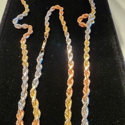 14k Gold Solid Chain 3 Color