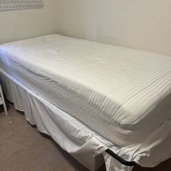  Twin XL foldable bed frame, mattress and topper