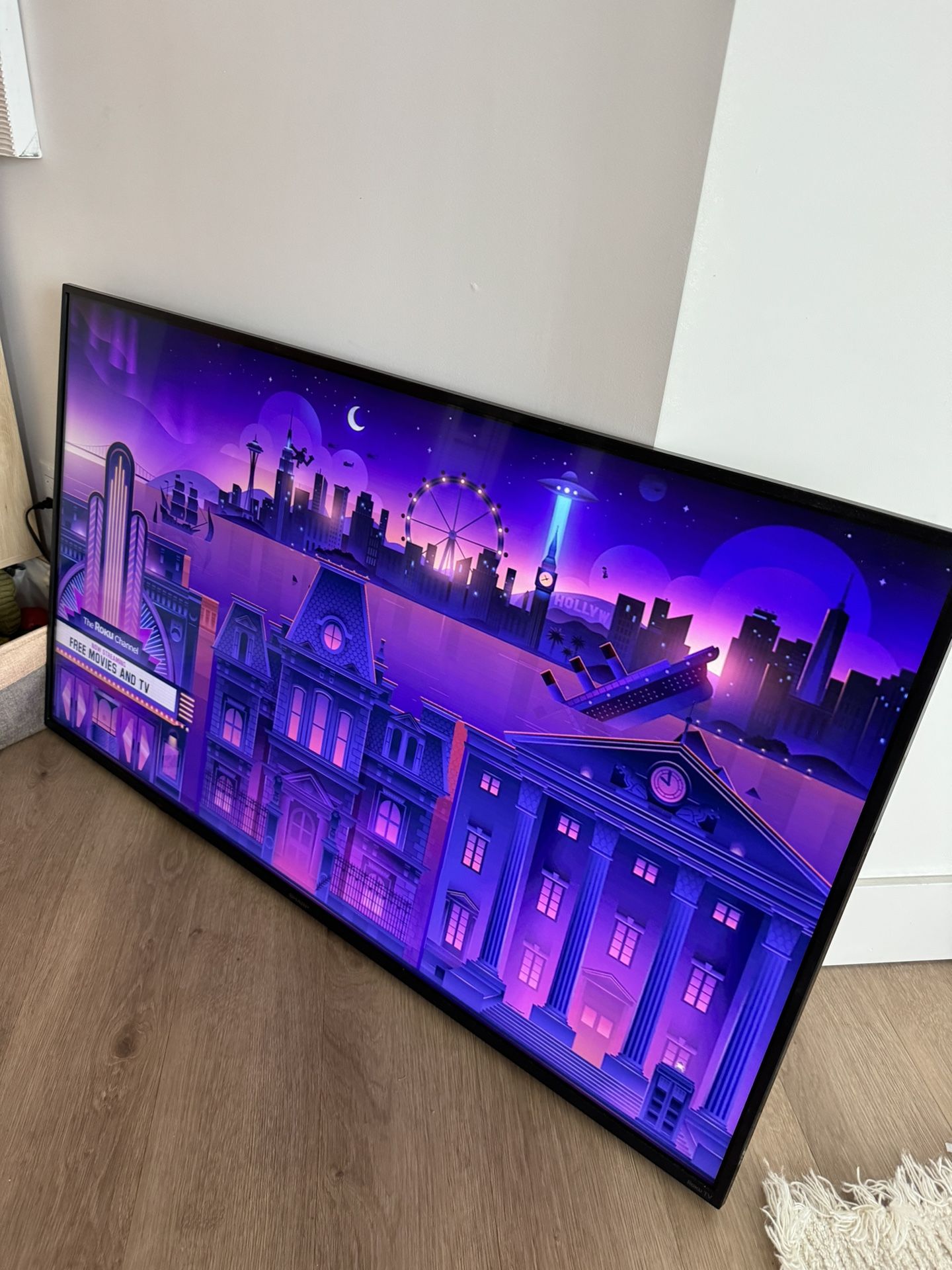 Sharp 55 Inch LED 4K UHD SMART Roku TV W/ Wall Mount & Legs