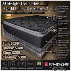 14” King Midnight Collection Hybrid Pillow Top Mattress!