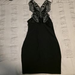 Black Lingerie Dress Butterfly Back