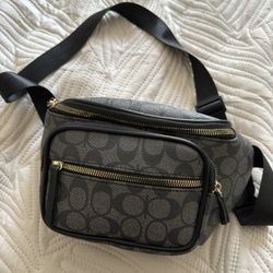 Brown Monogram Fanny Pack Belt Bag Crossbody Waist Bag 2 Zip Pockets