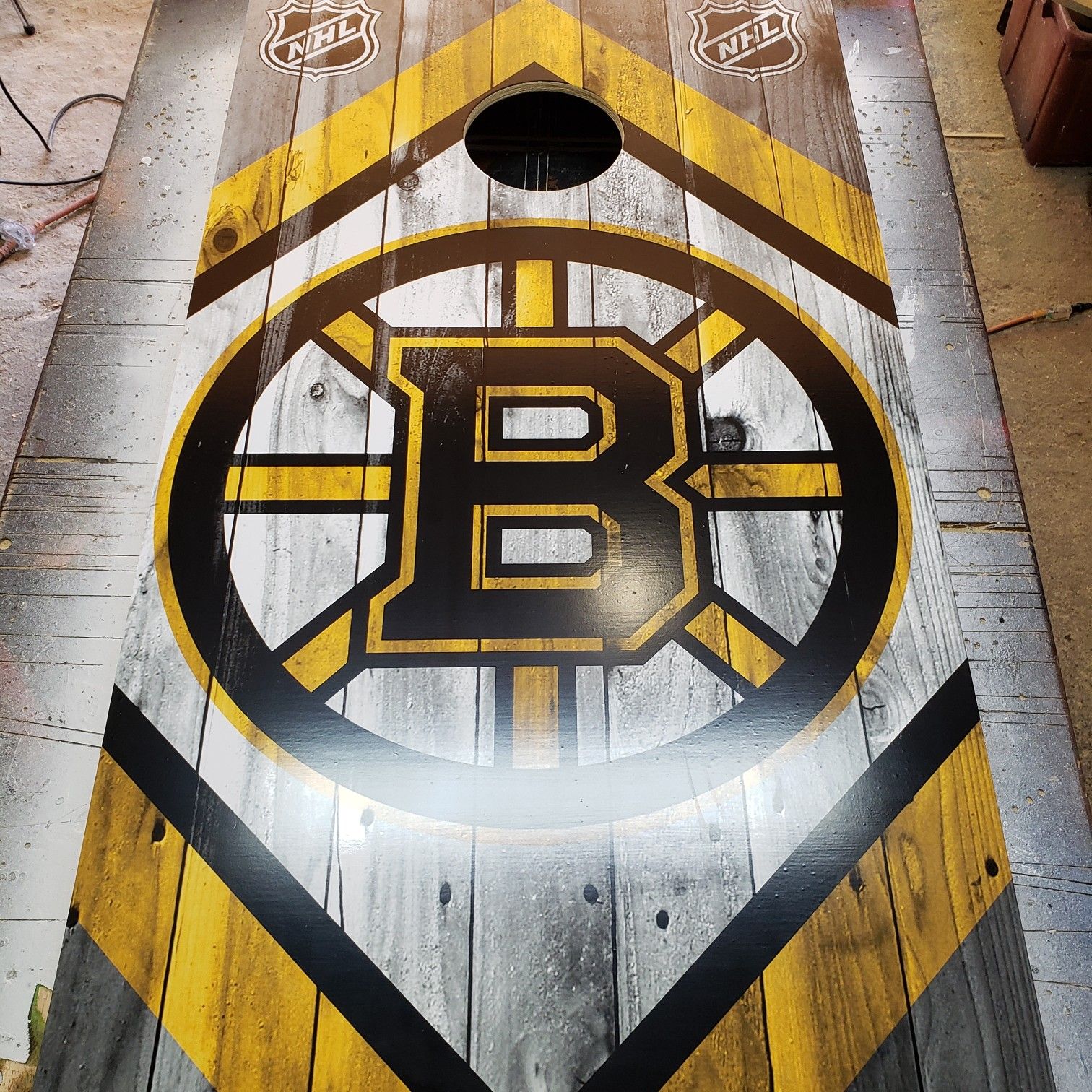 Boston bruins cornhole boards