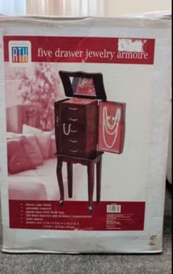 Brand New Sealed Round The House 5-Drawer Jewelry Armoire (Cherry Finish)