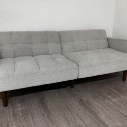 Modern Sleeper Sofa – Light Grey, Folds Flat for Guests