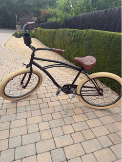 26” Cruiser Beach Bike – Black w/ Cream Tires