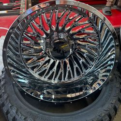  24x8.25 XM-901 8-Lug Chrome Wheels & Tires – Complete Package