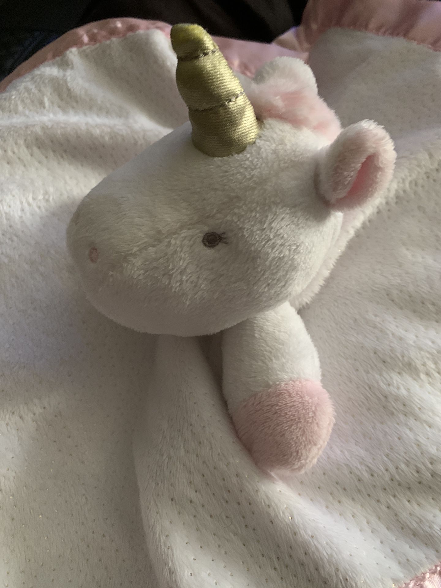 Cloud Island Unicorn Lovey Baby Security Blanket  Sparkles Pink Satin Plush 