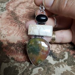 Silver Pendant With Natural Stones