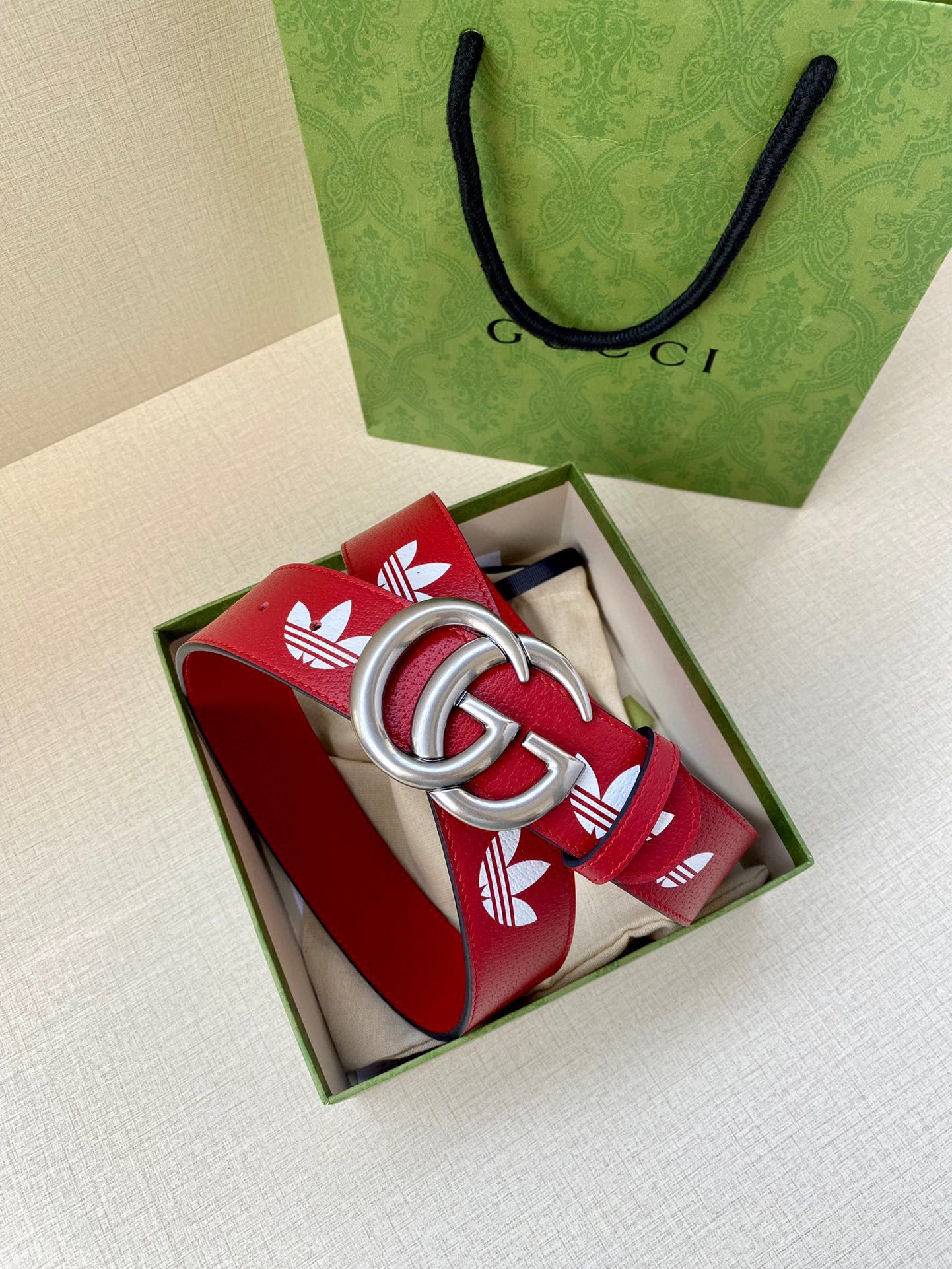 Gucci X Adidas Leather Belt Red Men’s (New)
