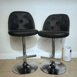 2 Karyn Gray Adjustable Swivel Barstool chair SET