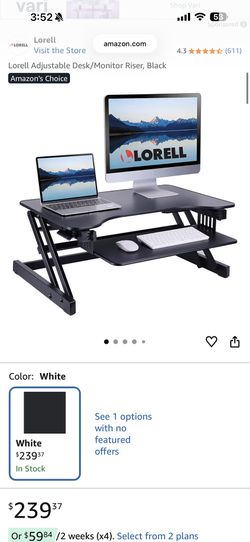 Lorell 81974 Sit to Stand Desk Riser adjustable 5" to 17" New Black