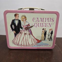 Vintage Metal CAMPUS QUEEN Lunch Box With Metal Thermos 