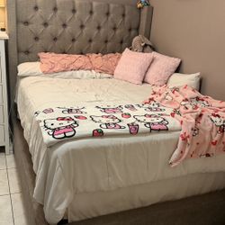 Queen Upholstered Bedframe with Storage