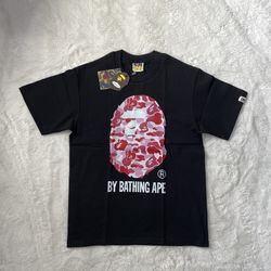Bape Pink Camo Black Graphic Tee