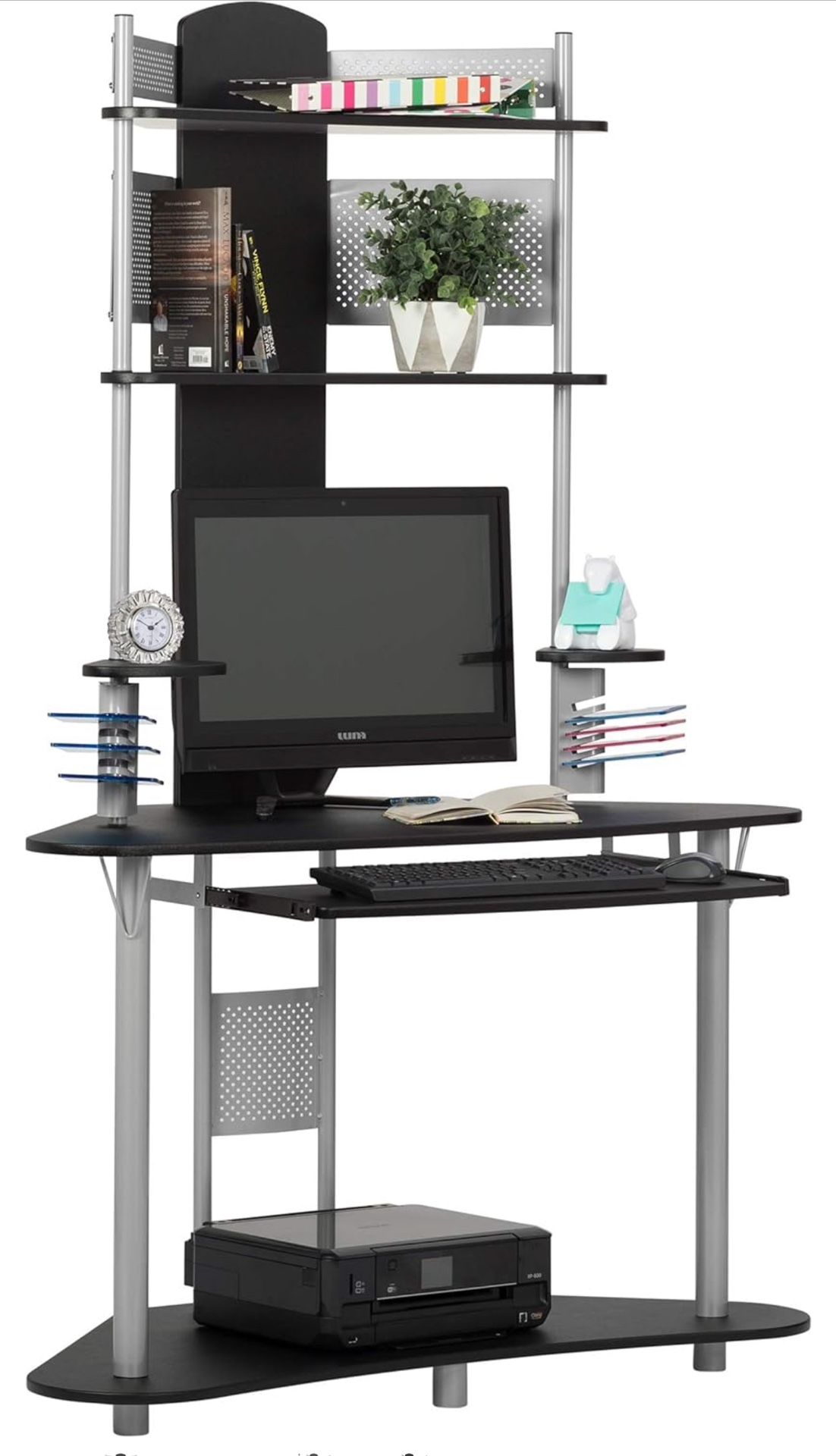 Calico Designs Arch Tower Corner Computer Tower Multipurpose Home Office Computer Writing Desk