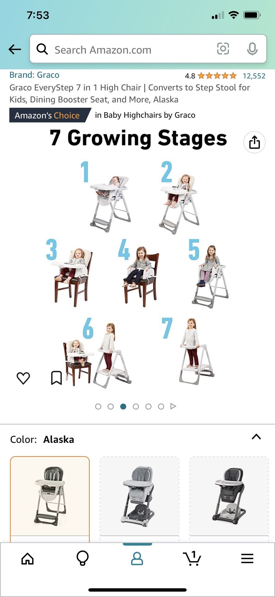 Graco EveryStep 7 in 1 High Chair Converts to Step Stool for Kids
