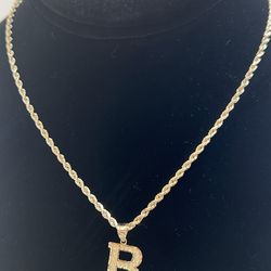 B initial pendant with rope chain