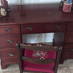 Desk Solid Wood And Chair