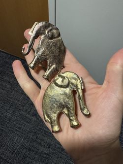 Vintage Gold-Tone Interlocking Elephant Belt Buckle Set (2-Piece)