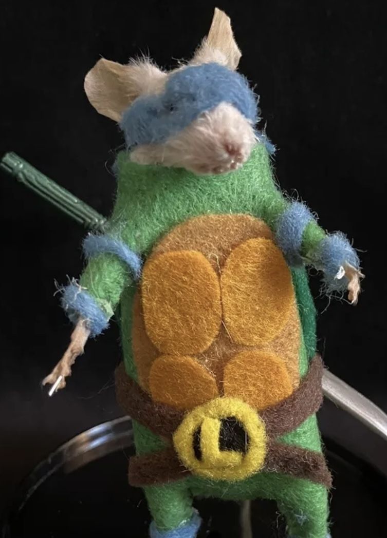 Taxidermy Mouse Dressed as Ninja Turtle
