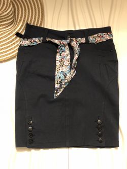 Skirt EUR, Blue Color with flower scarf Belt, Size M $40