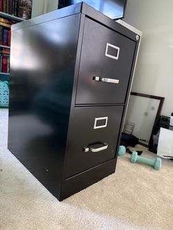 Black, Two Drawer, Filing Cabinet