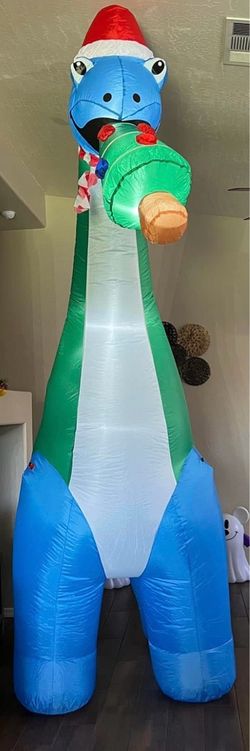 11FT Long Christmas Inflatable Dinosaur with Christmas Tree in Mouth, Blow-Up Outdoor LED Yard, Waterproof