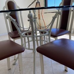 Glass Table With 4 Chairs
