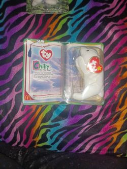 RARE Chilly The Polar Bear Beanie Baby McDonald's Bear