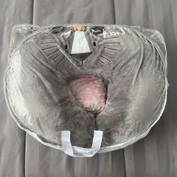 BOPPY LUXE FEEDING & INFANT SUPPORT PILLOW - GRAY ROYAL LION with extra cover pink