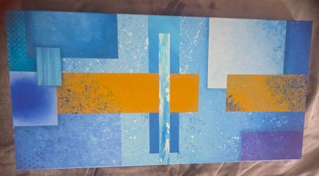 Blue & Gold Abstract Canvas Set – 24×24 & 15×30