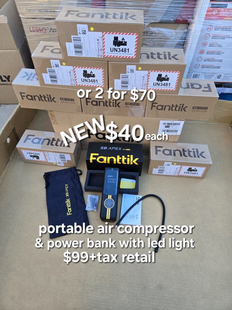 New Fantik X8 Portable Power Bank / Air Compressor With Led Light $99+tax Retail